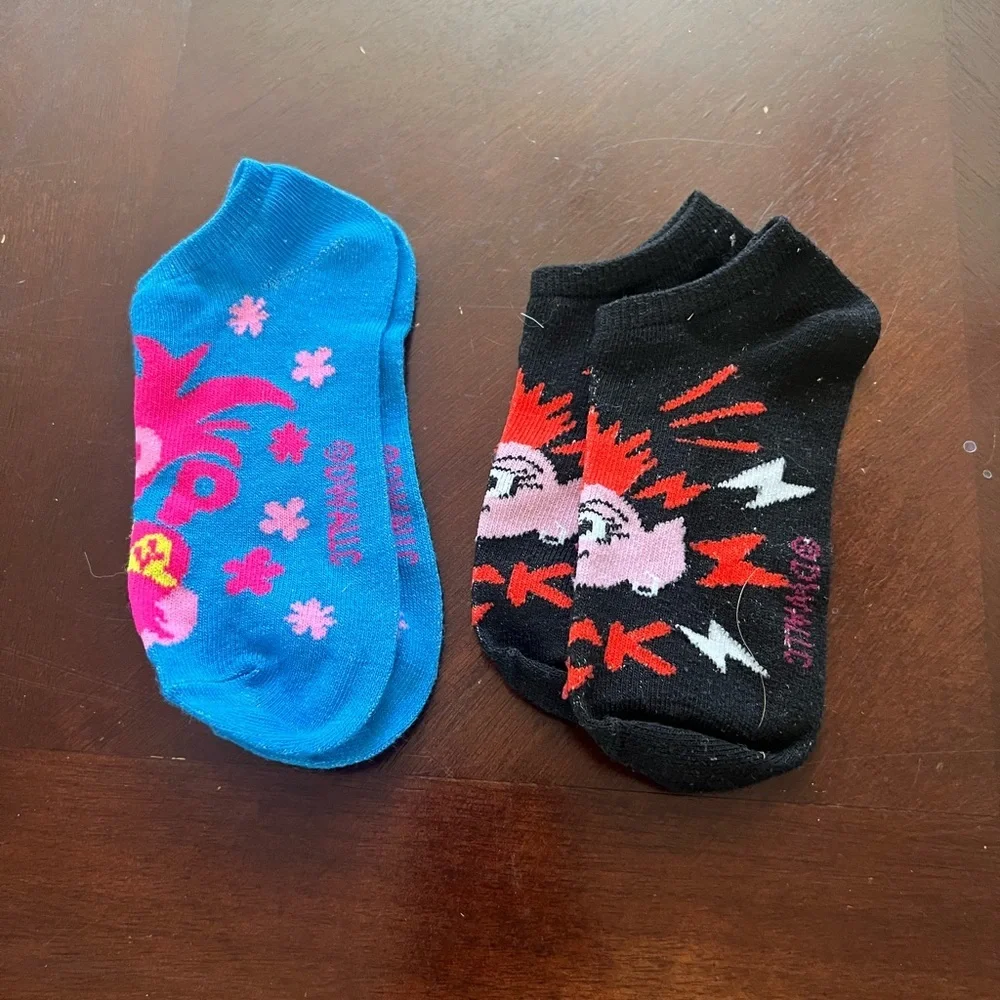 Trolls Blue and Black Ankle Socks Set Fun Cartoon Designs